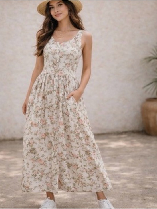 Frye Dresses & Skirts - FRYE Floral Maxi Dress in Cream and Pink XL